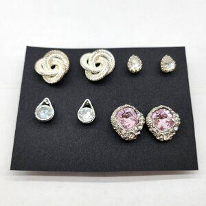 BFD-Y2K Era Earring 4 Pack-Knots & Rhinestones
